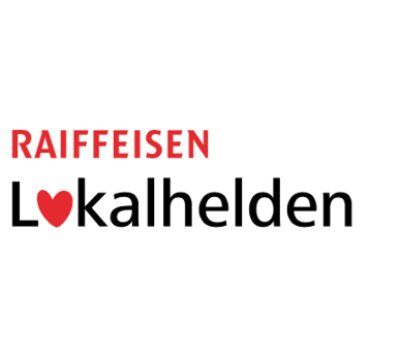 Grauer Hintergrund mit Schriftzug «RAIFFEISEN Lokalhelden», wobei das «o» durch ein rotes Herz ersetzt ist.
